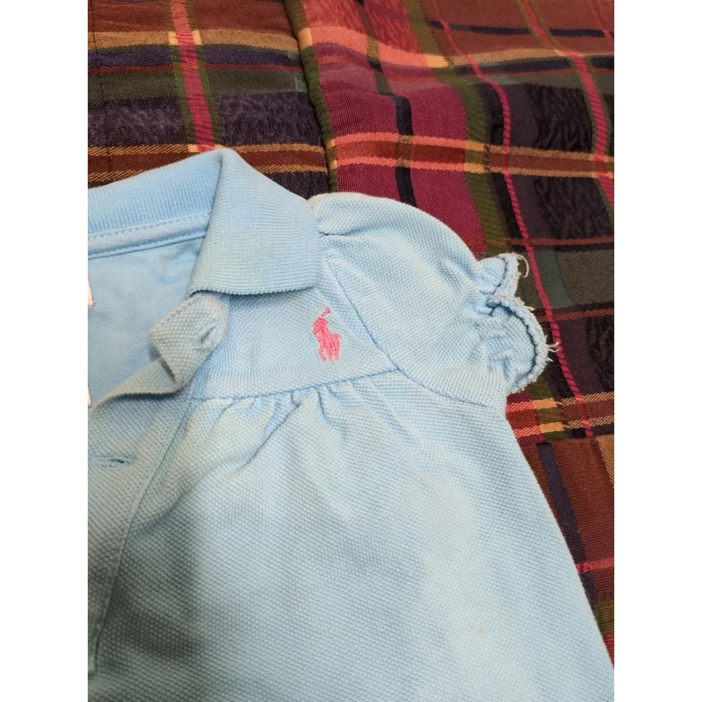 Ralph Lauren One Piece Short Sleeve Blue Outfit Button Clasps Sz 6 Months